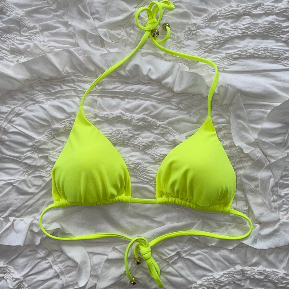 Plumeria Swimwear Neon Yellow Bikini Top.